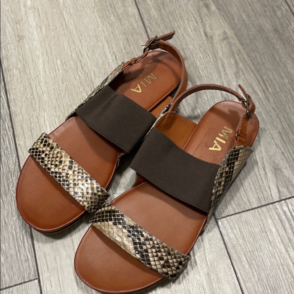 Brown and Snake skin Sandals